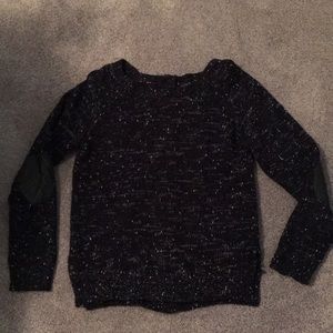 Navy sweater with button down back and elbow pads